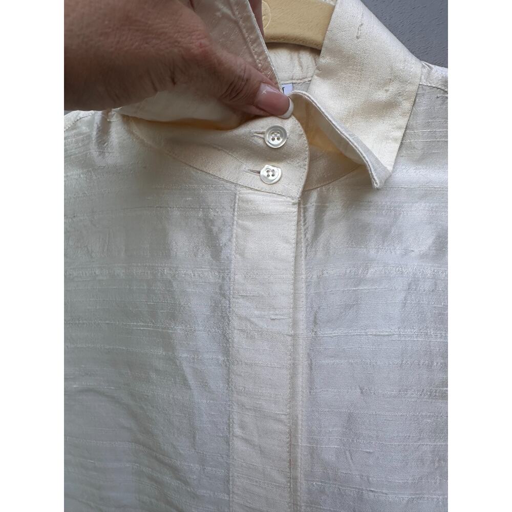 Armani Collezioni Italy Ivory silk shantung Sleeveless Blouse Sz IT 38 US 2 Luxe - Picture 7 of 15